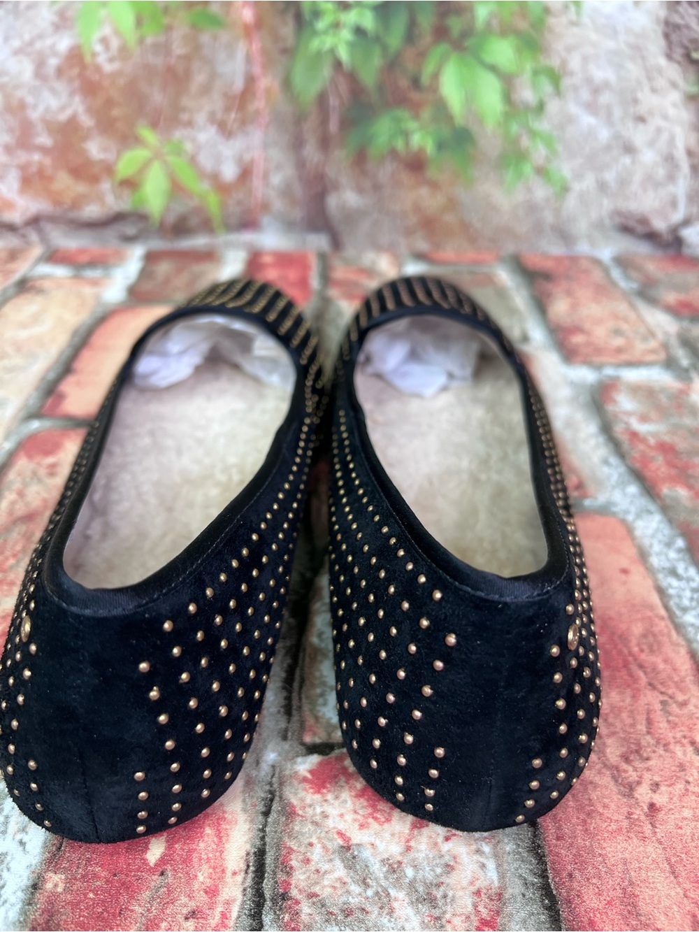 UGG Black Studded Suede Smoking Slippers with Shearling Lining, 11 - Picture 12 of 13
